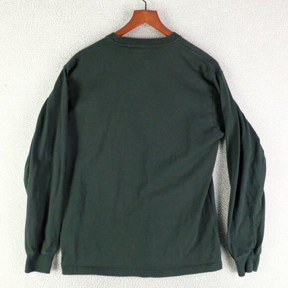 Ben Davis Shirt Womens Large Green Long Sleeve Crew Heavyweight Cotton Pocket - Picture 4 of 9